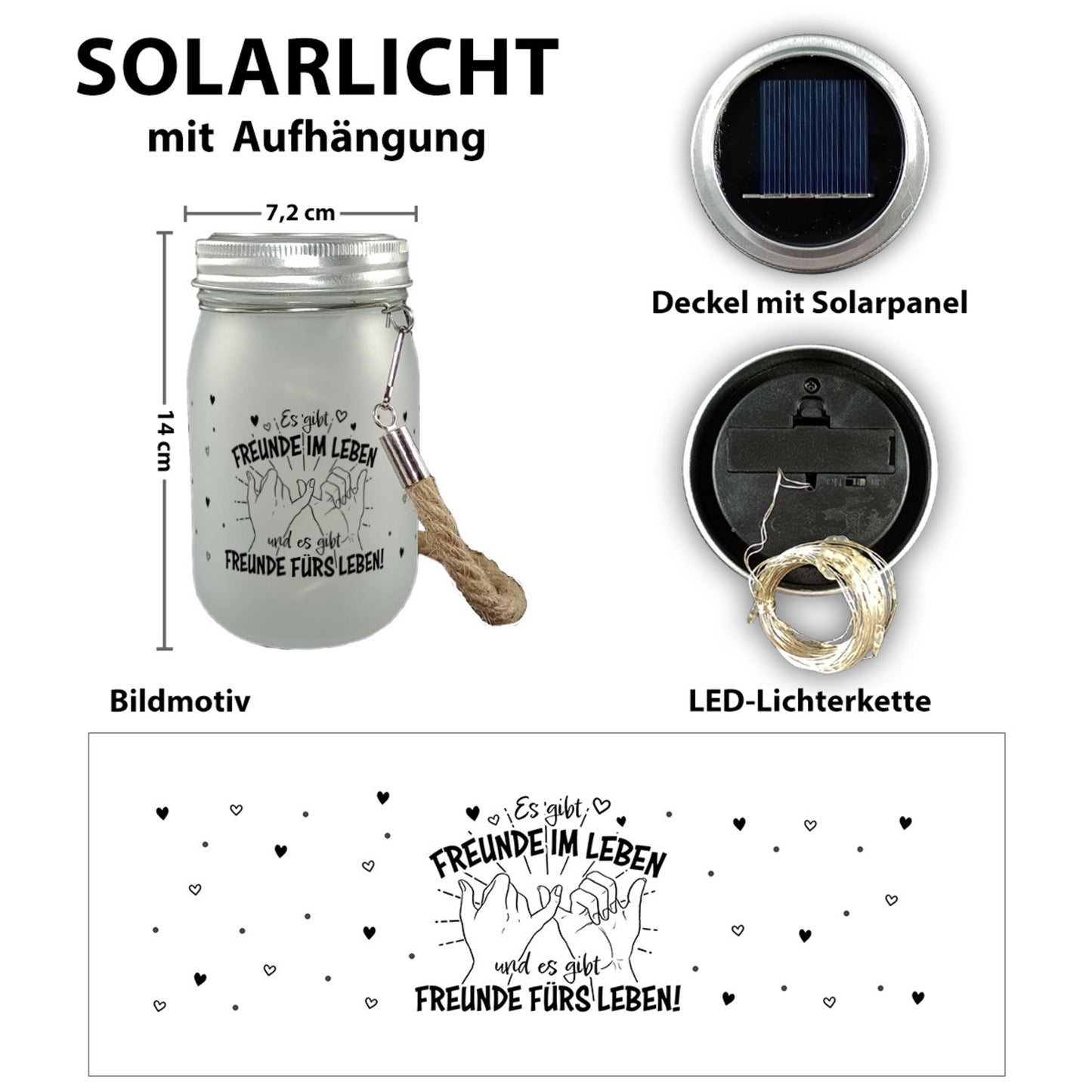 Freunde fürs Leben Solarlicht mit Spruch