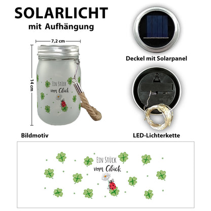 Marienkäfer Solarlicht mit Spruch Ein Stück vom Glück