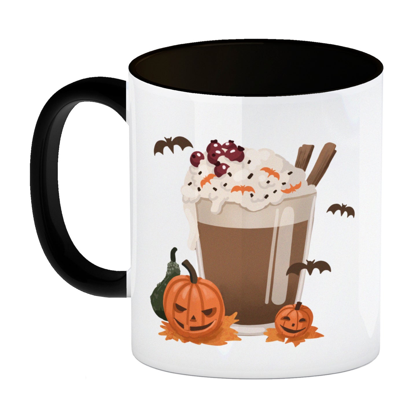 Pumpkin Spice Latte Kaffeebecher Schwarz für Halloween