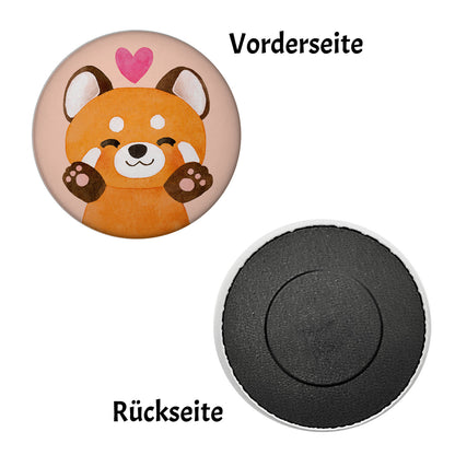 Roter Panda Magnet rund