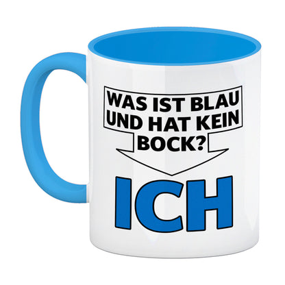 Was ist blau und hat kein Bock? - ICH Kaffeebecher Hellblau