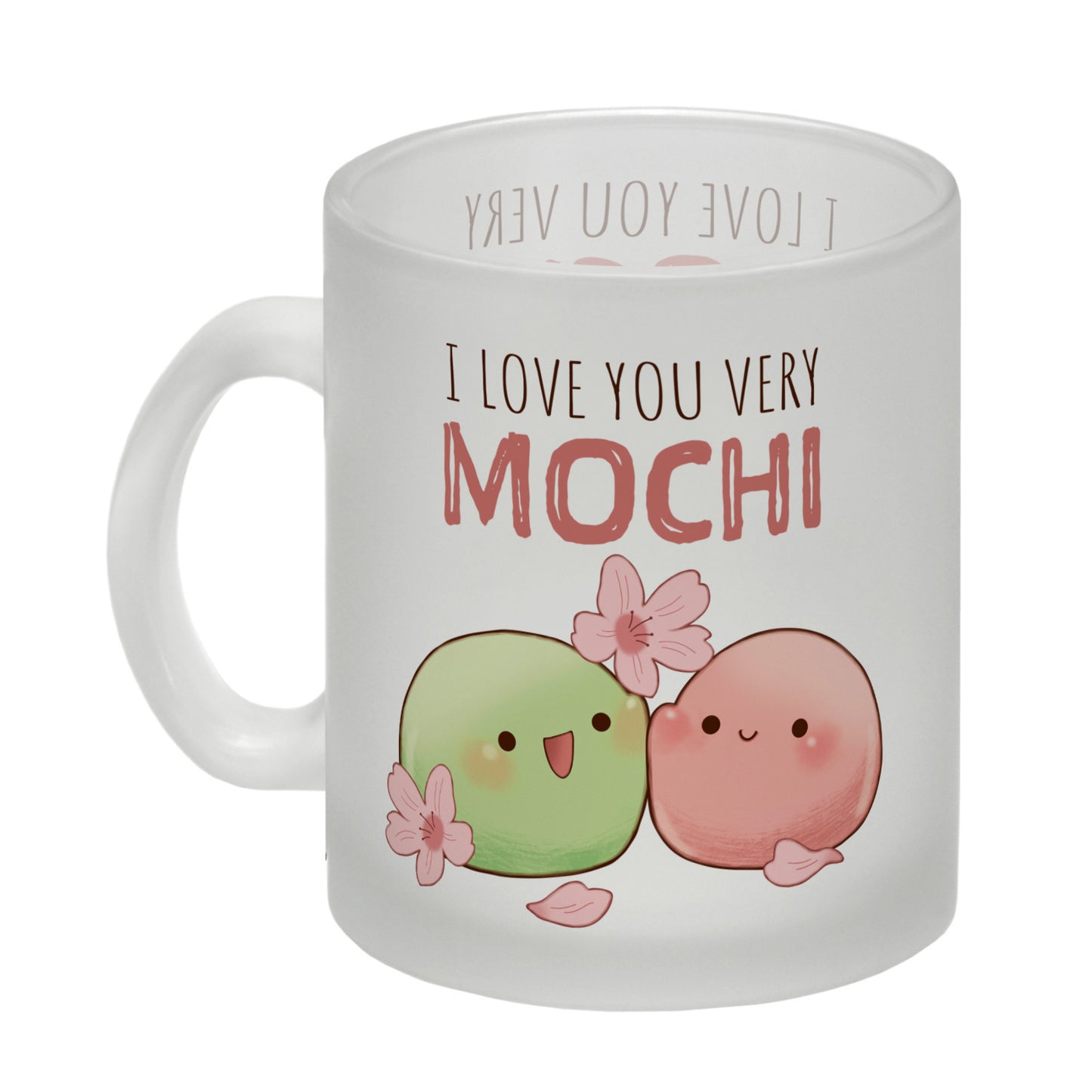 Mochi Paar Glas Tasse mit Spruch I love you very Mochi