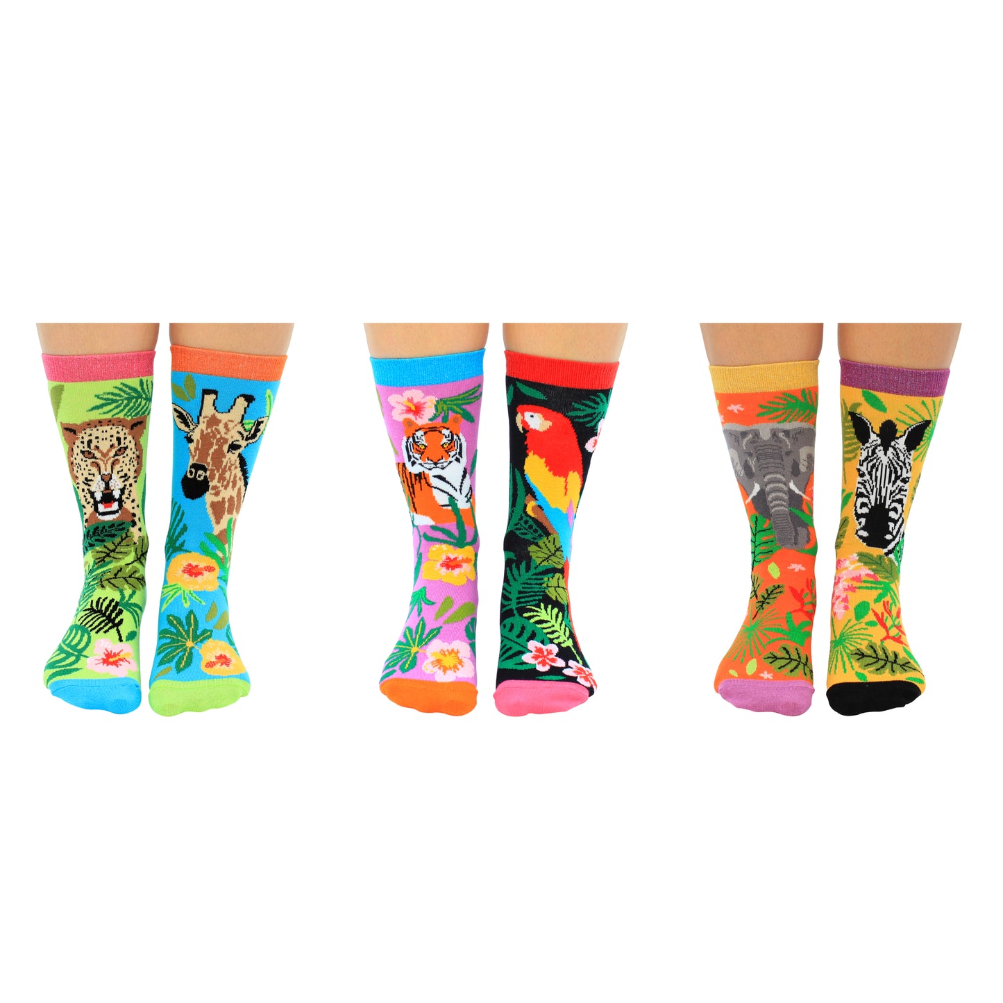 Jungle Fever Dschungel Oddsocks Socken in 37-42 im 6er Set