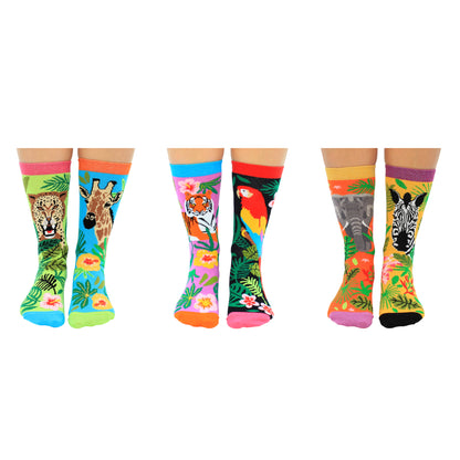 Jungle Fever Dschungel Oddsocks Socken in 37-42 im 6er Set