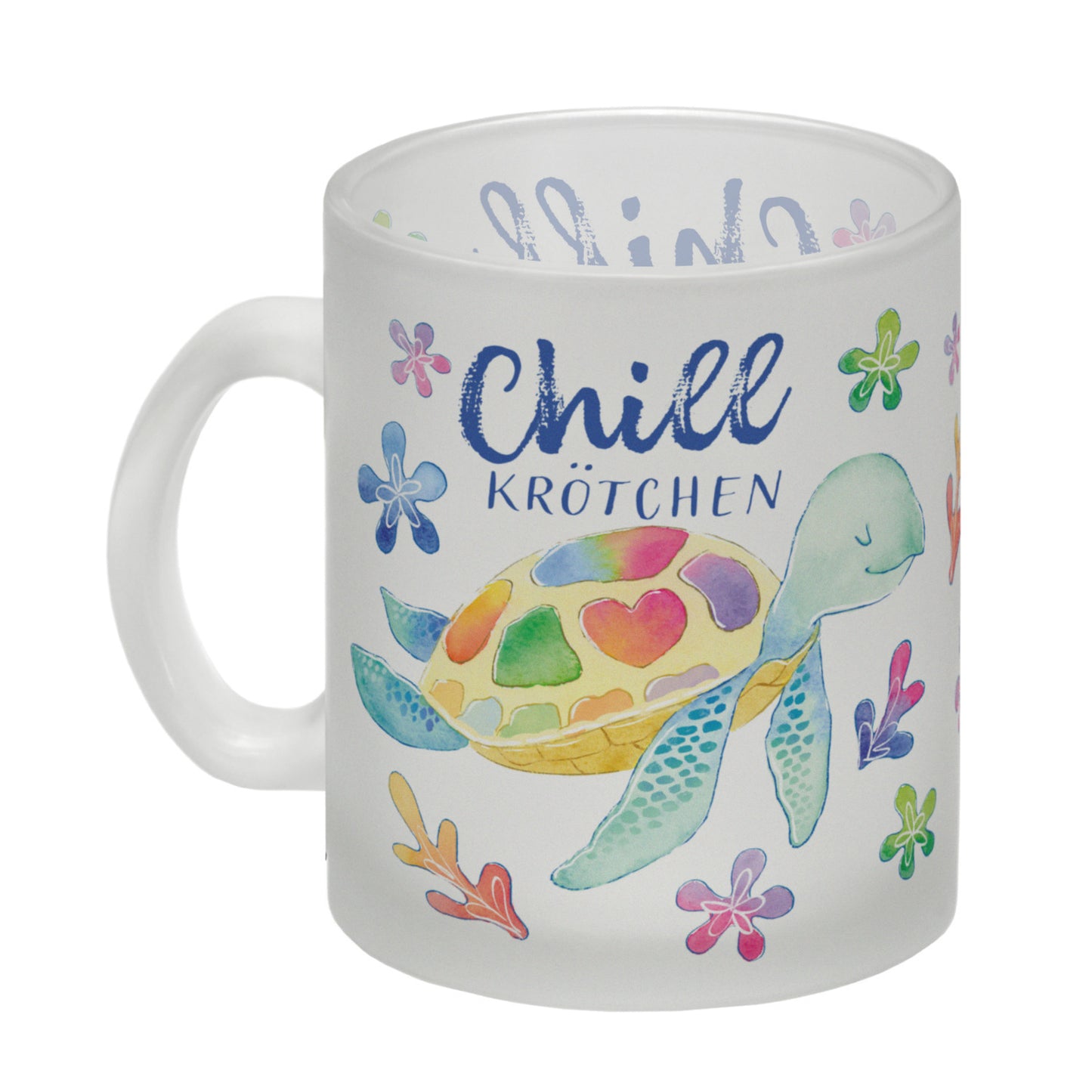 Schildkröte Glas Tasse mit Spruch Chillkrötchen