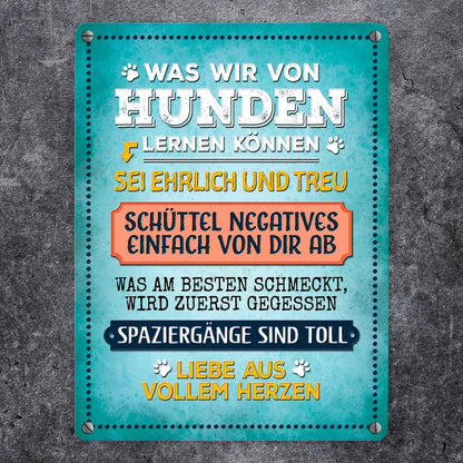 Was wir von Hunden lernen können Metallschild