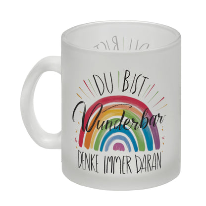 Regenbogen Glas Tasse - Du bist wunderbar