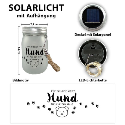 Hund Solarlicht mit Spruch Ein Zuhause ohne Hund ist nur ein Haus