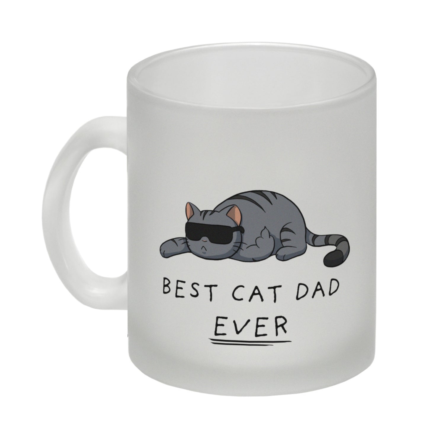 Best cat dad ever. Glas Tasse Der Kaffeebecher ist ideal für Katzenliebhaber, die das gern auf humoristische Art zeigen. Der Becher ist ideal für zu Hause, aber auch auf der Arbeit oder im Büro. Verschenke den Becher an Männer, Kollegen und Freunde zum Ge