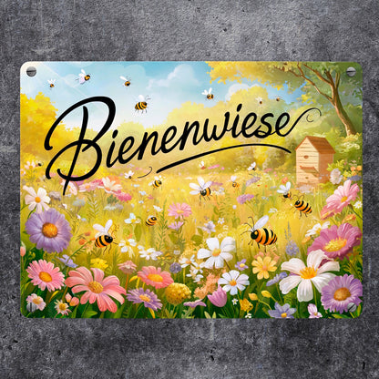 Bienenwiese Metallschild in 15x20 cm