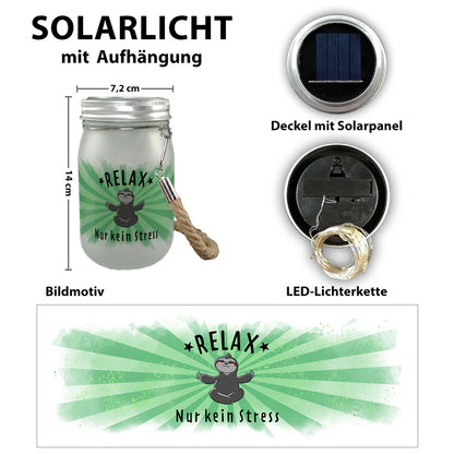 Faultier Solarlicht mit Spruch Relax nur kein Stress