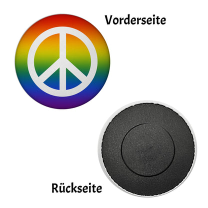 Regenbogenflagge und Peacezeichen Magnet rund