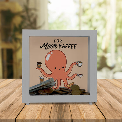 Jelly & Friends Krake Rahmen Spardose aus Holz mit Spruch Für Meer Kaffee