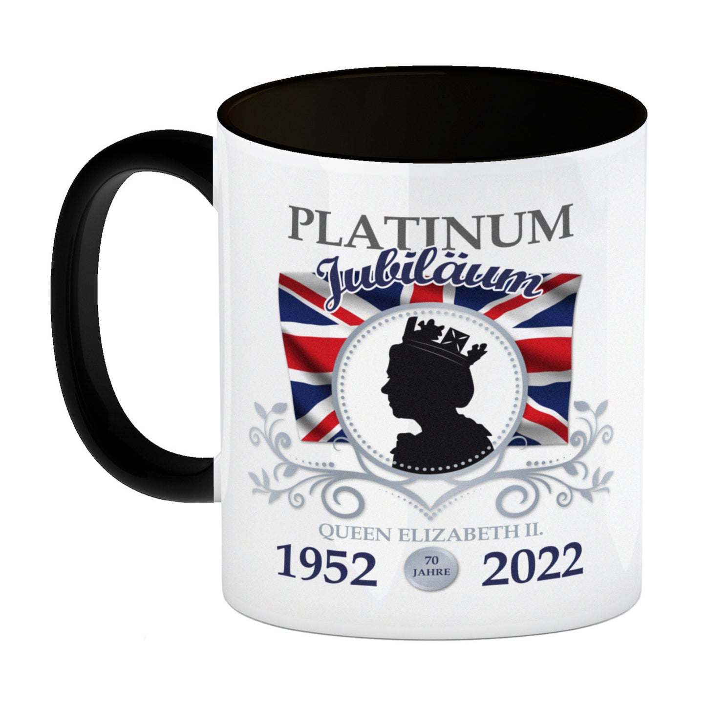 Platinum Jubiläum Queen Kaffeebecher Schwarz