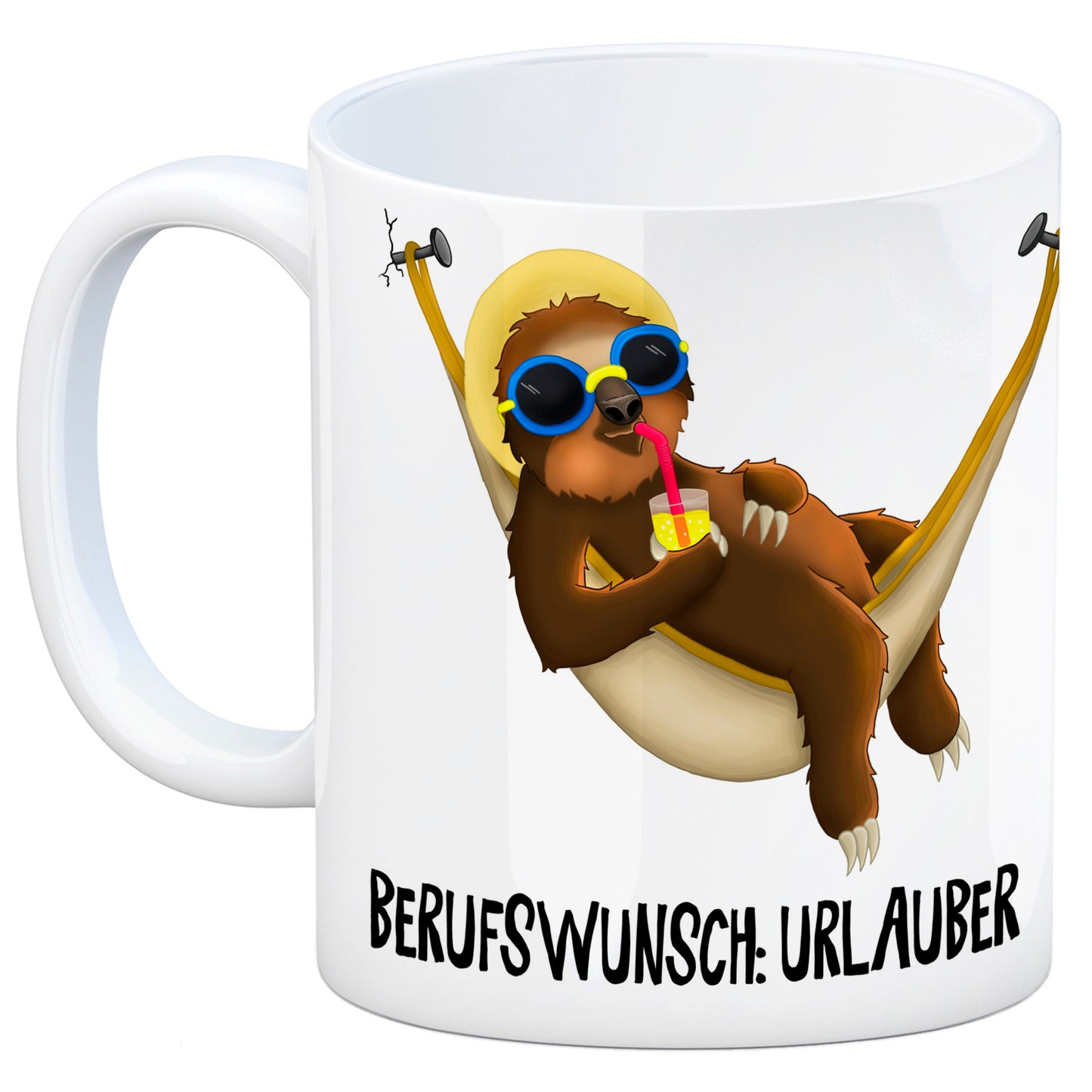 Berufswunsch: Urlauber Faultier Kaffeebecher