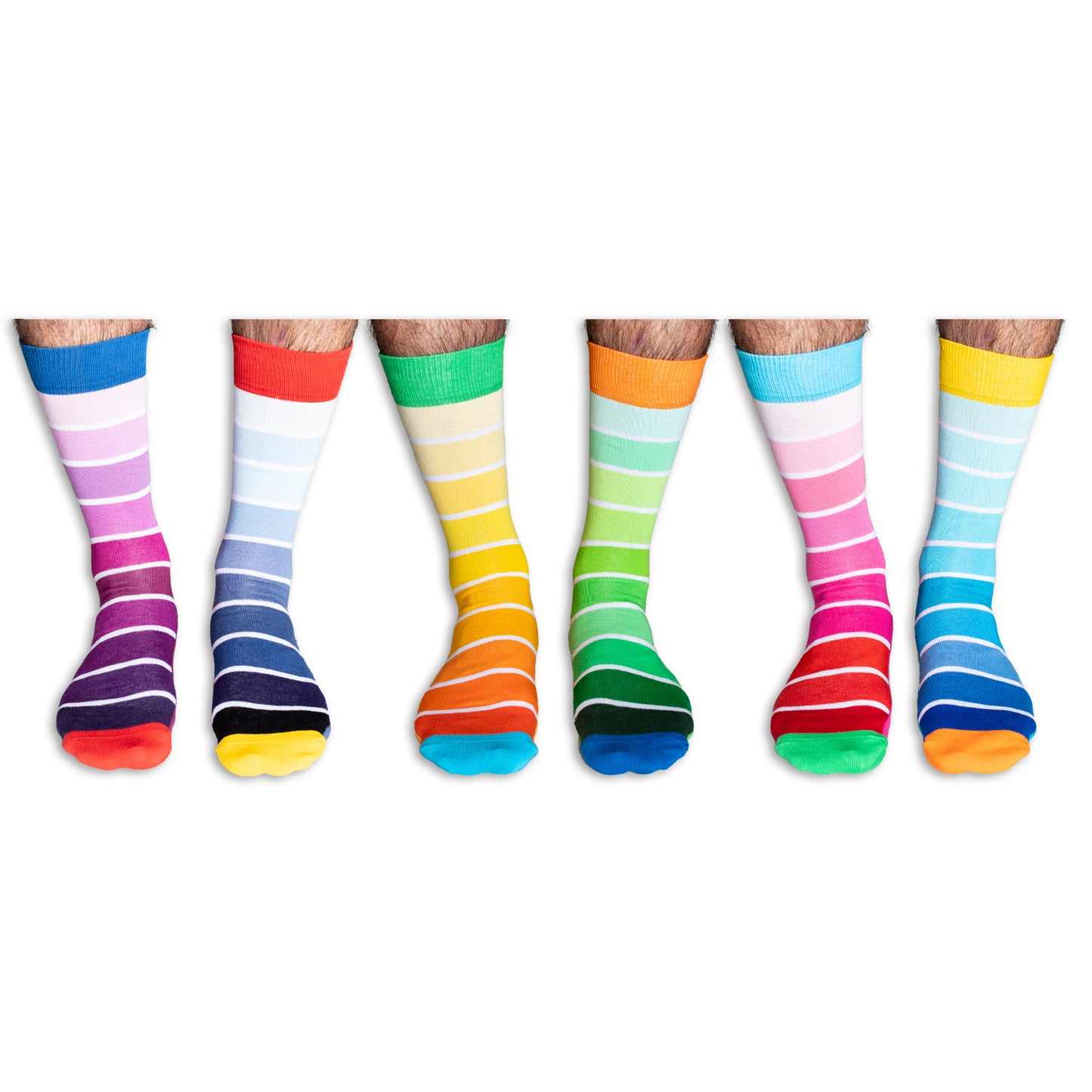 Stripe it up! Farbverlauf Oddsocks Socken in 39-46 im 6er Set