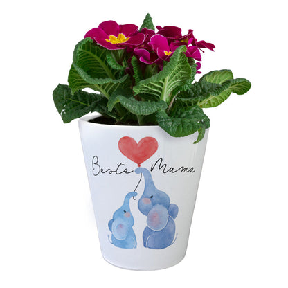 Elefant Mutter und Kind Blumentopf mit Spruch Beste Mama