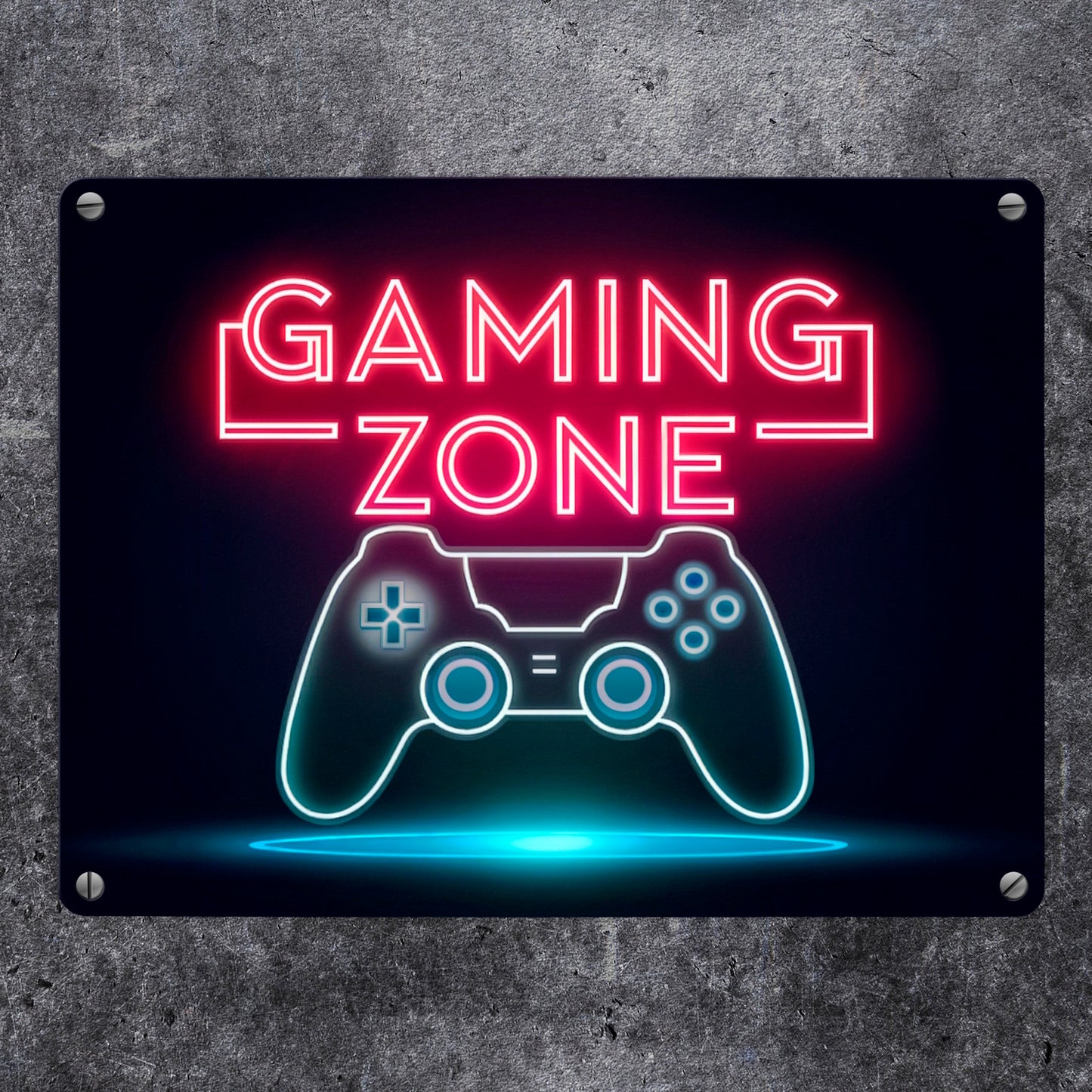 Gaming Zone Controller Fußmatte in Metallschild in 15x20 cm