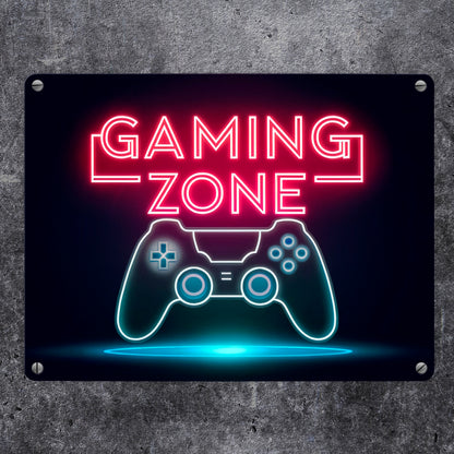 Gaming Zone Controller Fußmatte in Metallschild in 15x20 cm