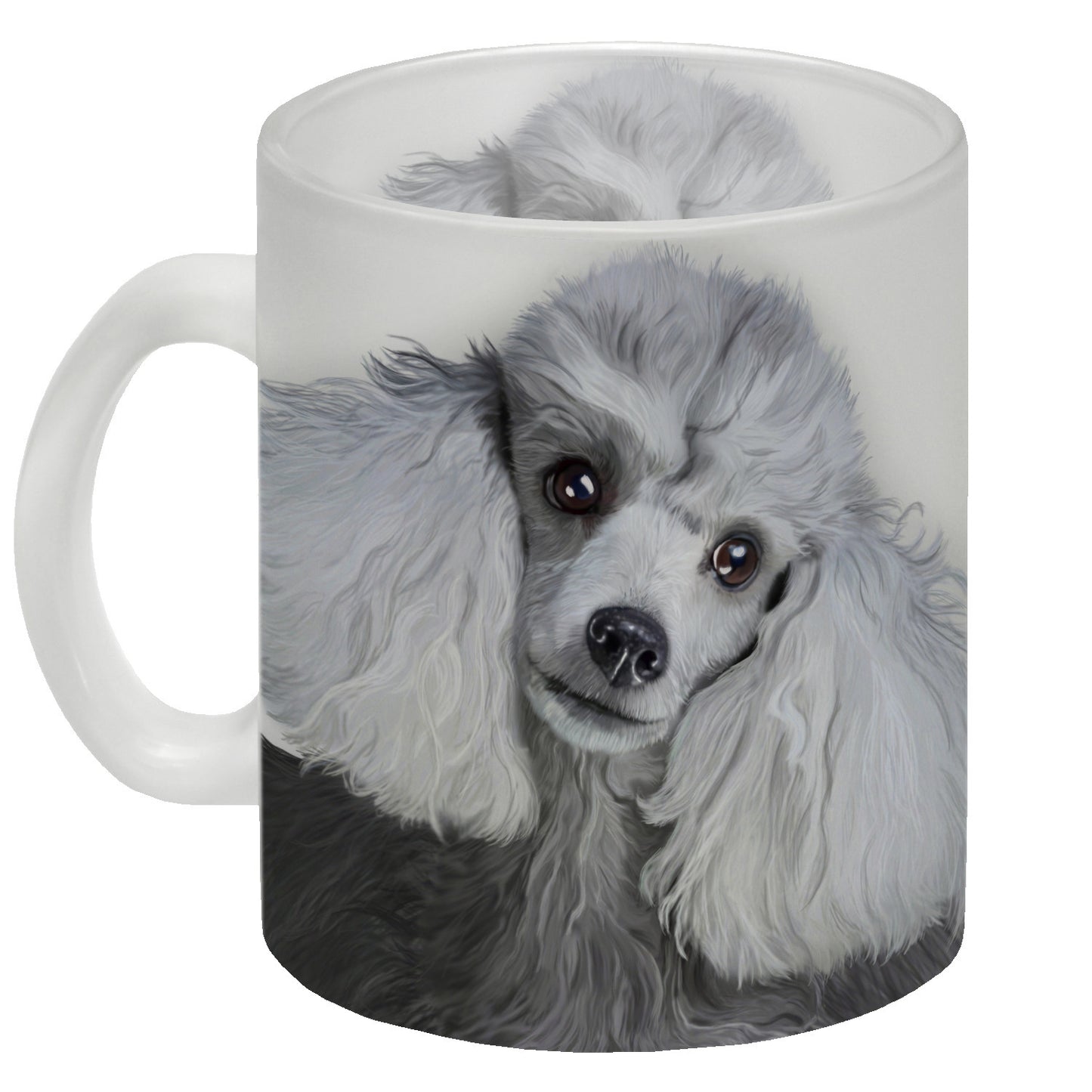 Glas Tasse mit Pudel Motiv