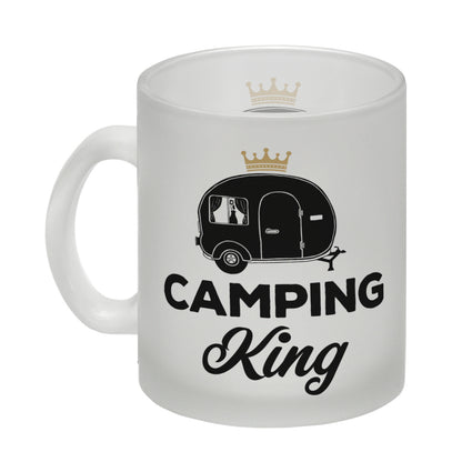 Camping King Glas Tasse mit Wohnwagen Motiv