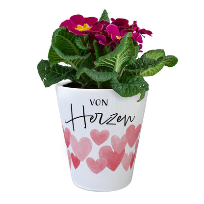 Herzen Blumentopf mit Spruch Von Herzen