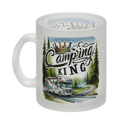 Camping King mit Wohnmobil Glas Tasse