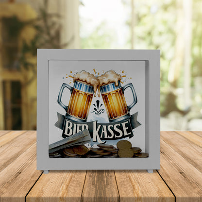 Bier Rahmen Spardose aus Holz mit Spruch Bier Kasse