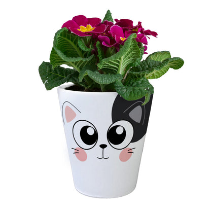 Katzen Blumentopf mit schwarzer Katze