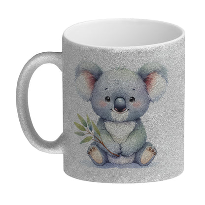 Sitzender Koala Glitzer-Kaffeebecher