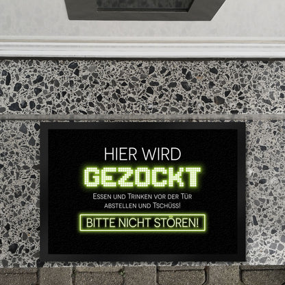 Hier wird gezockt Fußmatte XL in 40x60 cm für Gamer in gelb