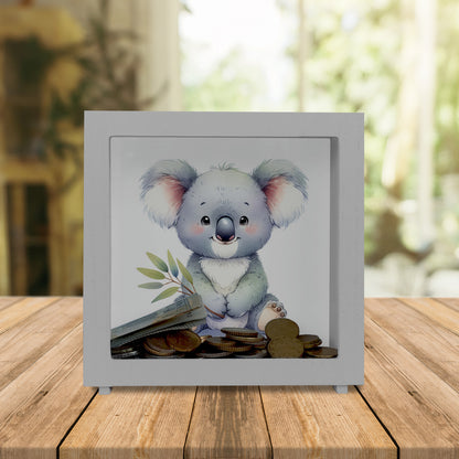 Sitzender Koala Rahmen Spardose aus Holz