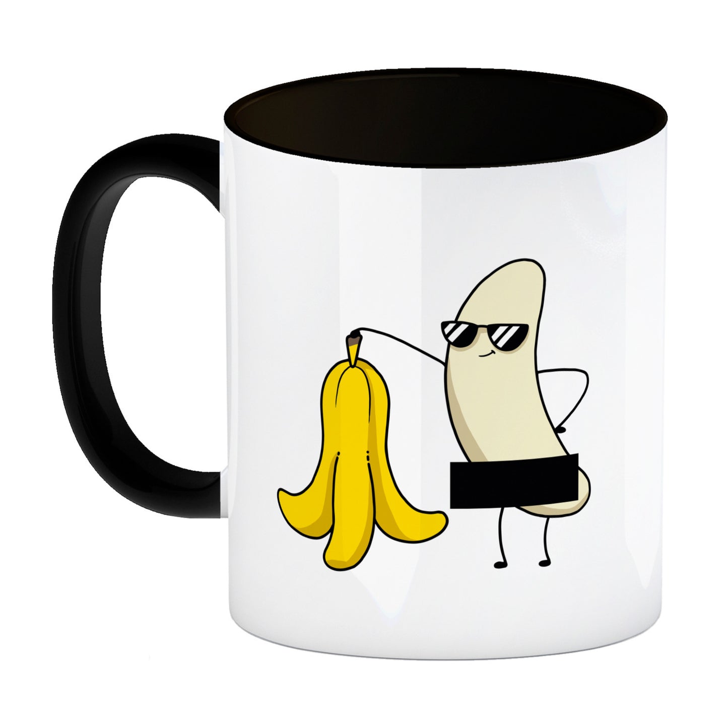 Nackte Banane Kaffeebecher in schwarz