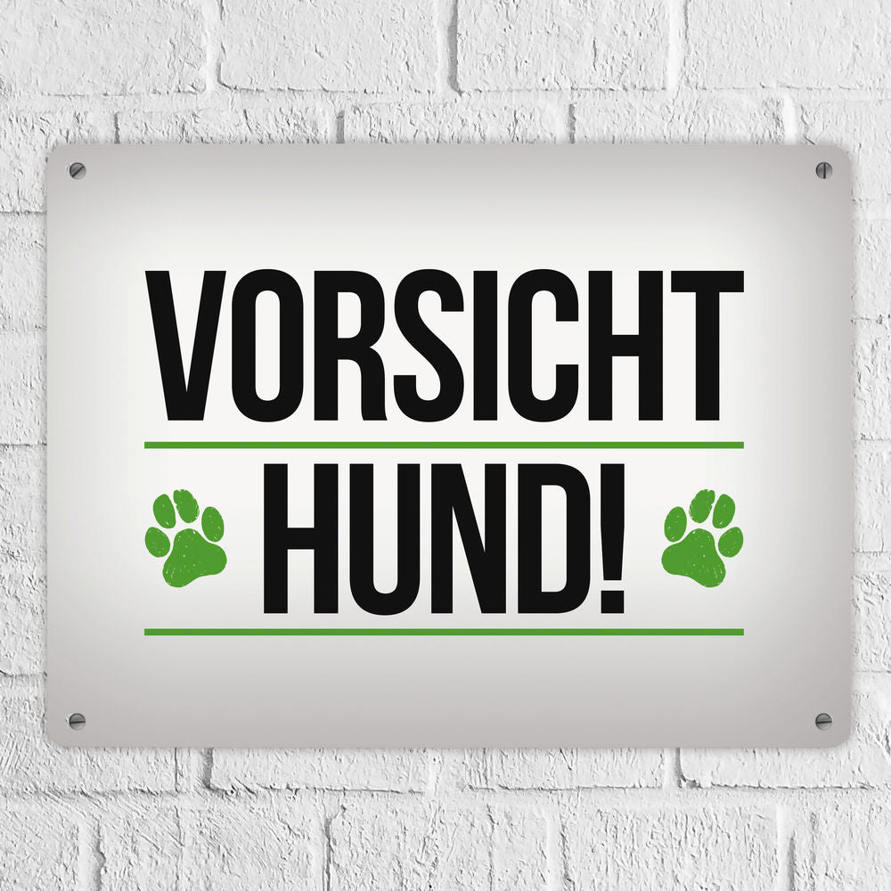 Metallschild XL mit Spruch: Vorsicht Hund!