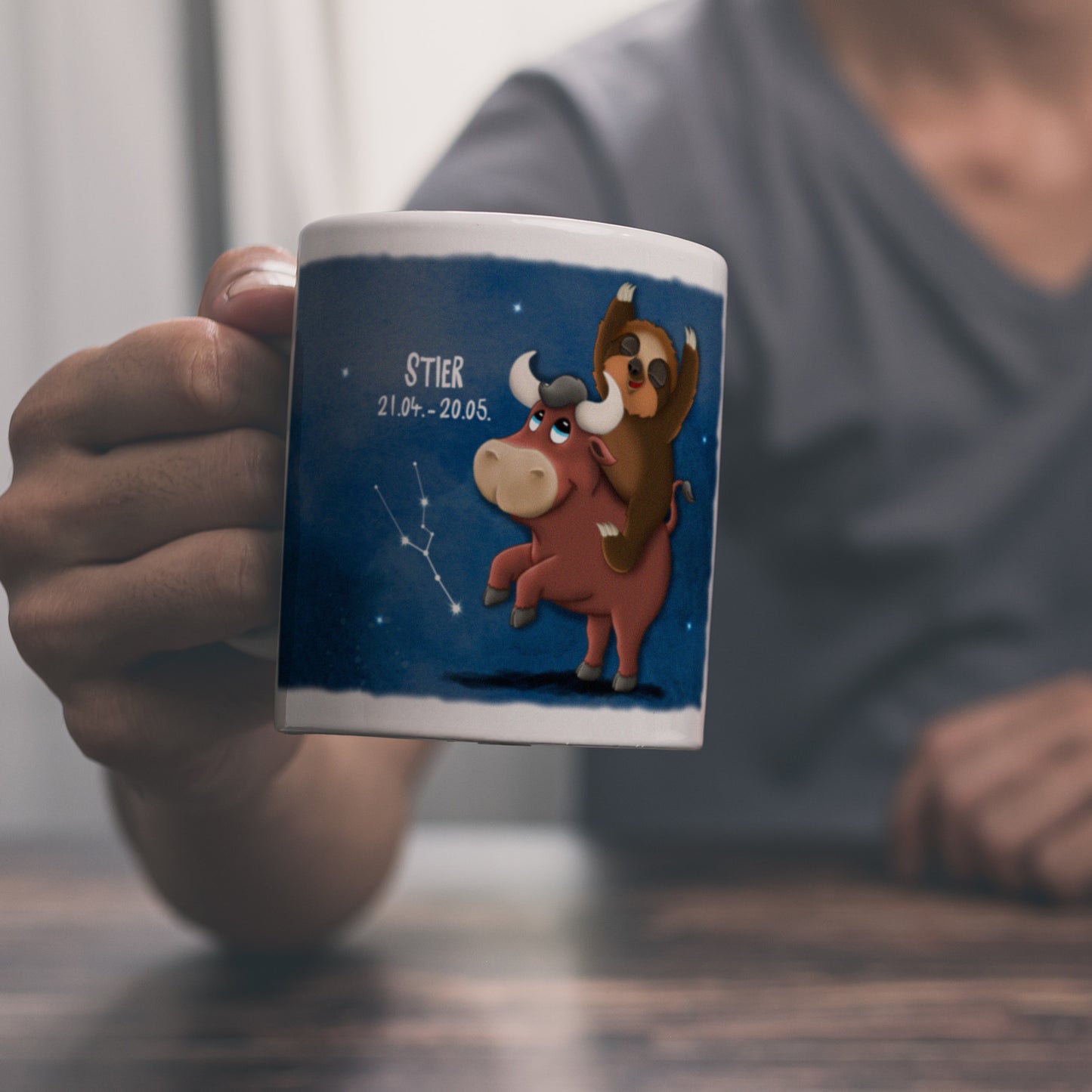 Faultier Sternzeichen Stier Kaffeebecher