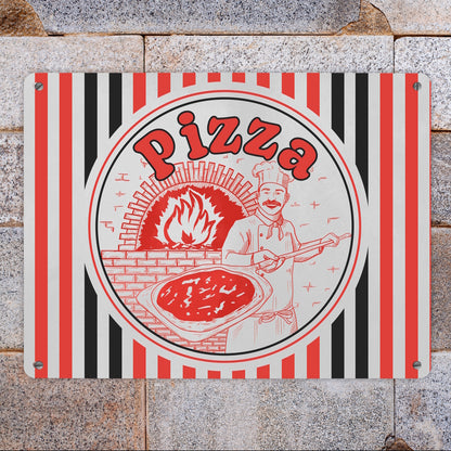 Pizzakarton Metallschild XL in 21x28 cm für Pizzafans