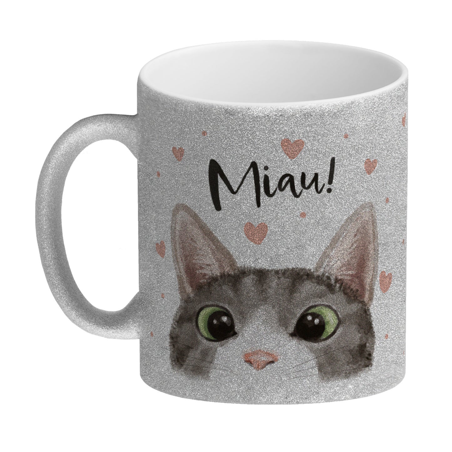 Miau Katze Glitzer-Kaffeebecher