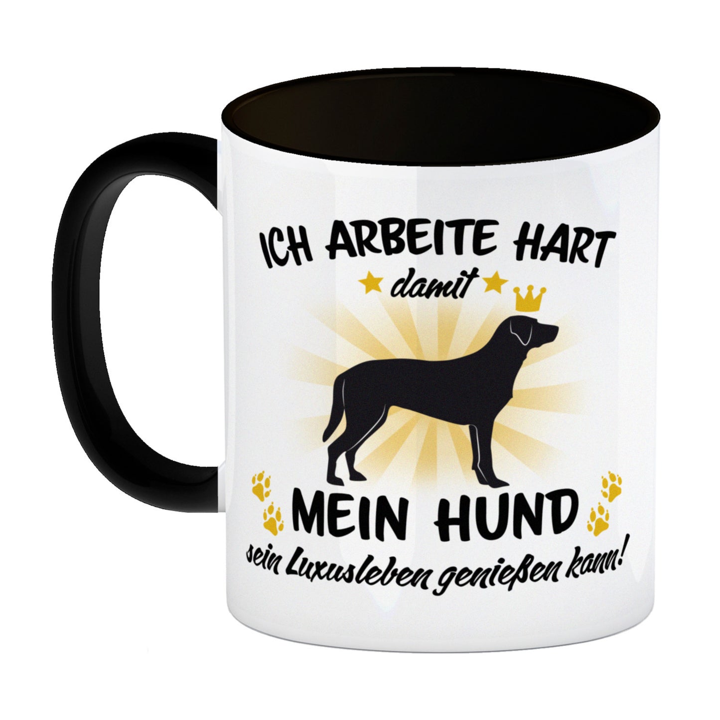 Ich arbeite hart für das Luxusleben meines Hundes Haustier Kaffeebecher Schwarz