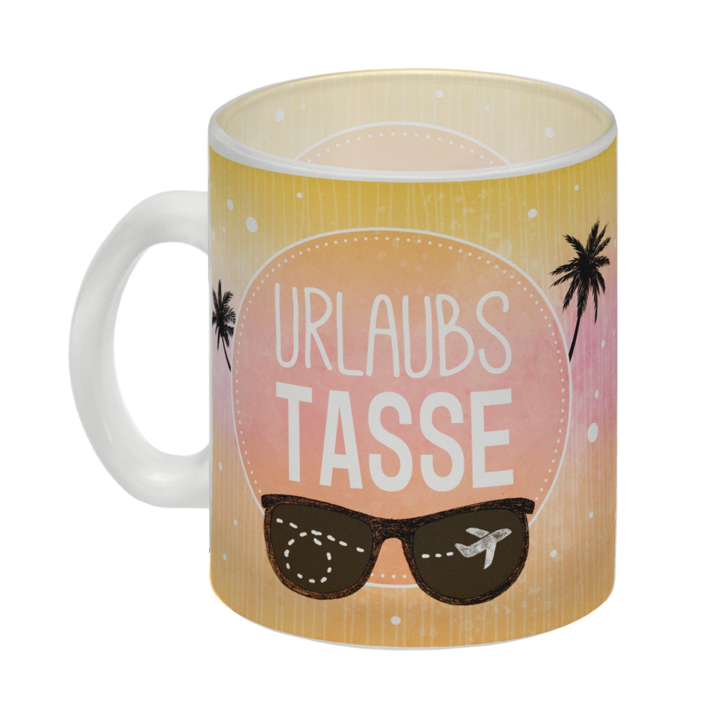 Urlaubsbecher Glas Tasse mit sommerlichem Urlaub Motiv