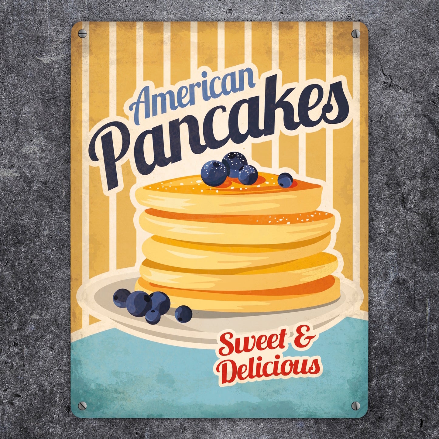 Metallschild XL mit American Diner Classics - Pancakes Motiv