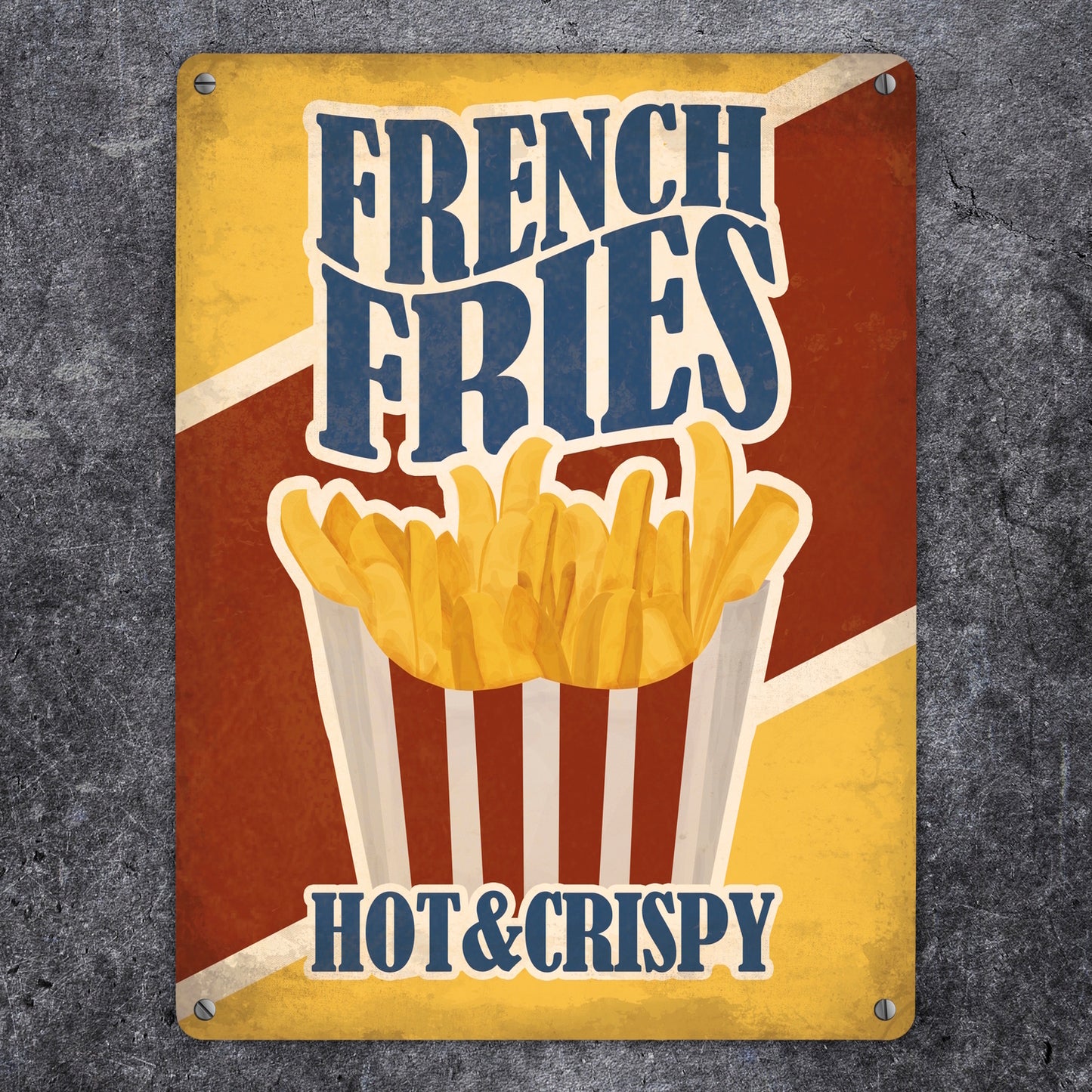 Metallschild XL mit American Diner Classics - French Fries Motiv