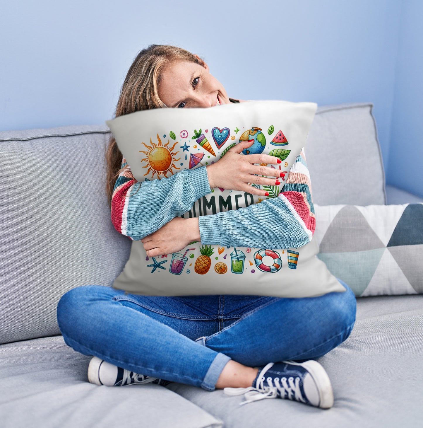 Sommer Kuschelkissen mit Spruch I love summer