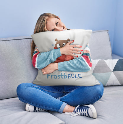 Kleine Frostbeule Kuschelkissen mit Spruch niedlicher Eule