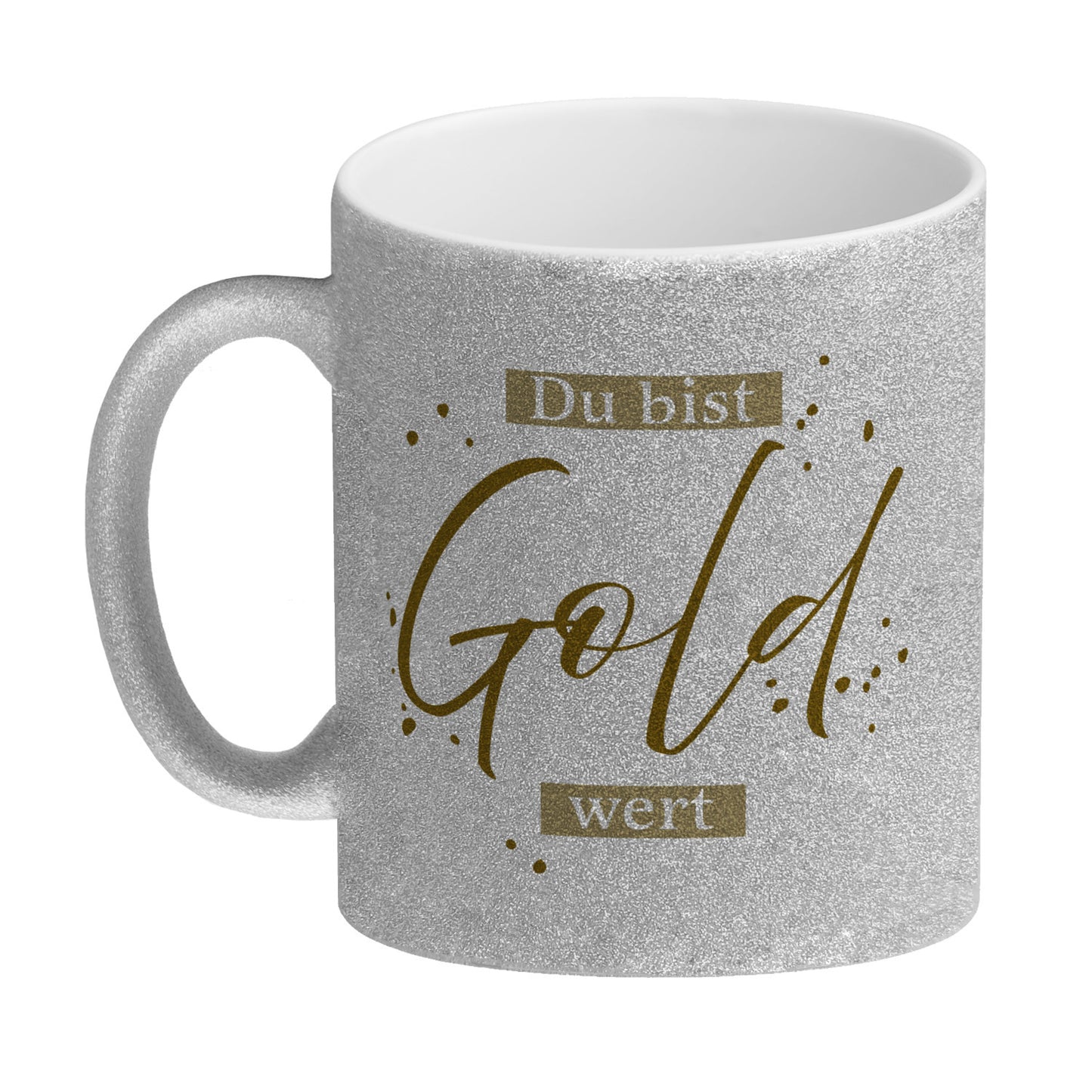 Danksagung Glitzer-Kaffeebecher mit Spruch Du bist Gold wert