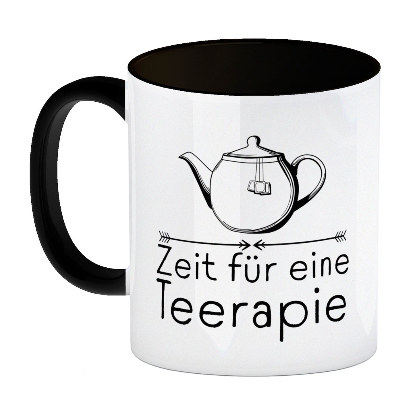 Zeit für eine Teerapie Kaffeebecher Schwarz