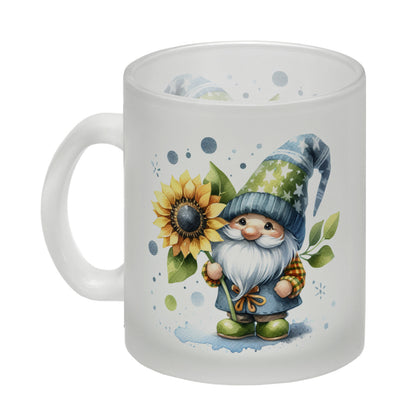 Gartenzwerg mit Sonnenblume Glas Tasse