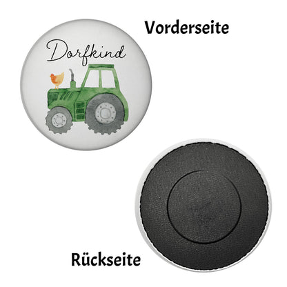 Dorfkind grüner Traktor Magnet rund rund