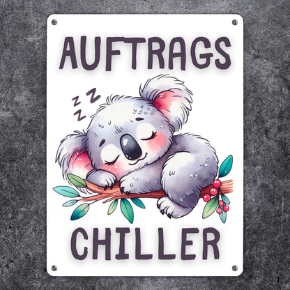 Schlafender Koala Metallschild XL in 21x28 cm mit Spruch Auftragschiller