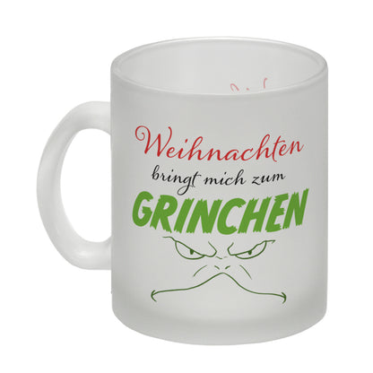 Weihnachten bringt mich zum grinchen Glas Tasse mit Spruch