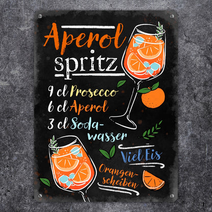 Cocktail-Rezept Aperol Spritz Metallschild XL in 21x28 cm